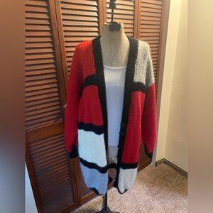Chic Colorblock Vintage Handknit Cardigan